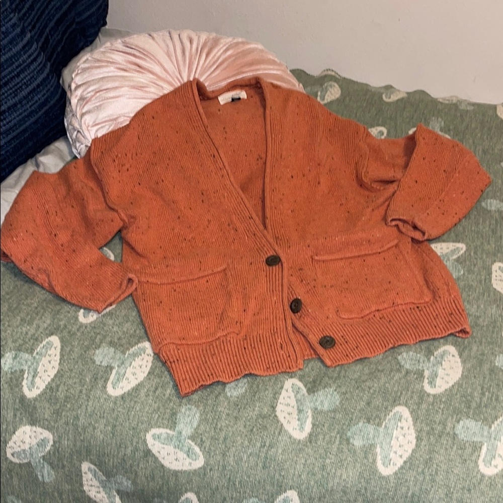 Women's Orange Cardigan Sweater